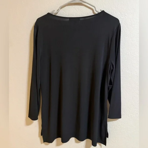 Calvin Klein Black Zip Shoulder Long Sleeve Top Size L - Picture 5 of 6